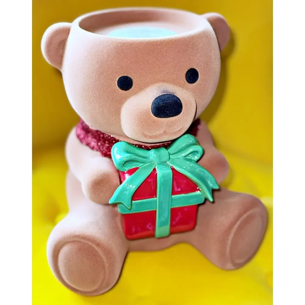 Bath & Body Works Teddy Bear with Present Box 3-Wick Candle Holder Christmas - Picture 2 of 7
